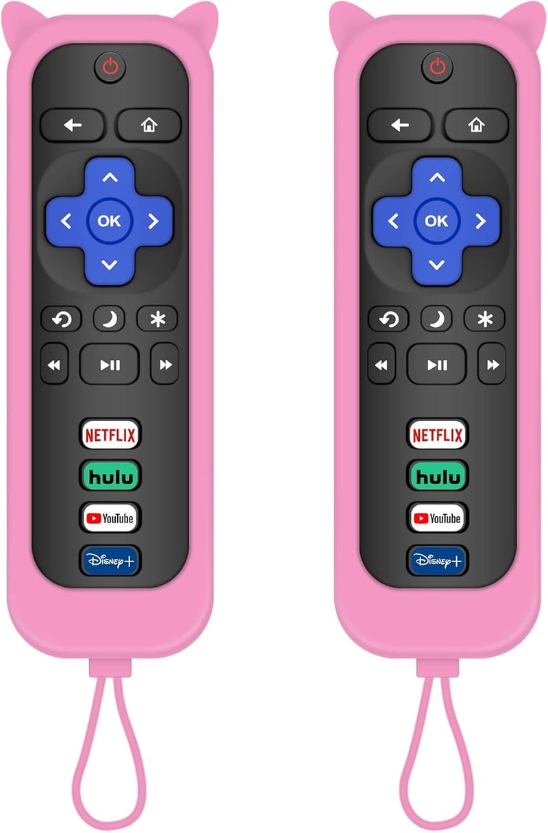 MOKEMAKE Hisense Roku TV Remote Cover, 2-Pack Replacement Compatible with Hisense Roku TV (Pink) - Image 1